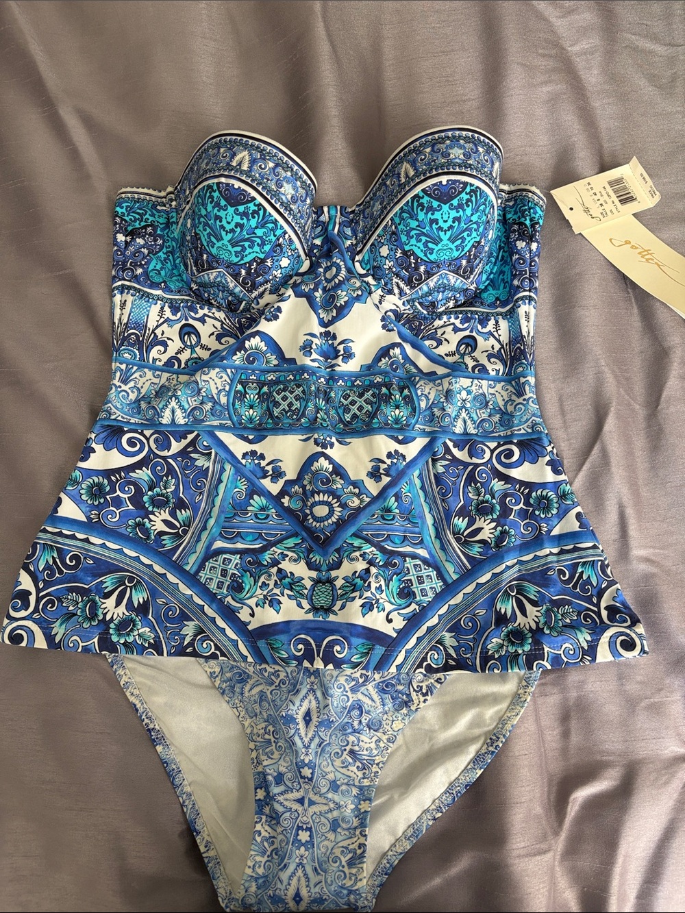 Gottex Blue and White One-Piece Swimsuit